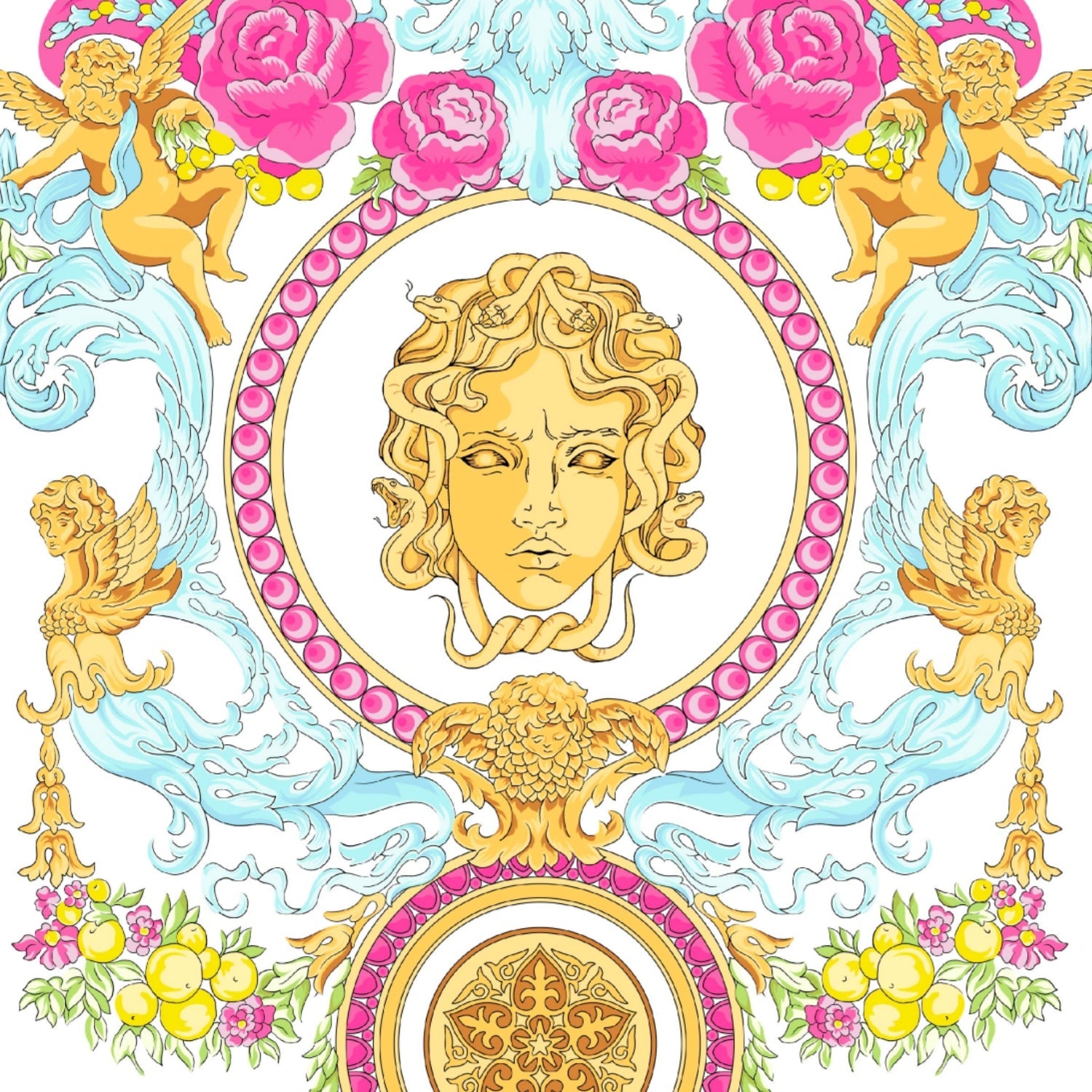 Lala Print Long Sleeve Mock Neck Top – 10936